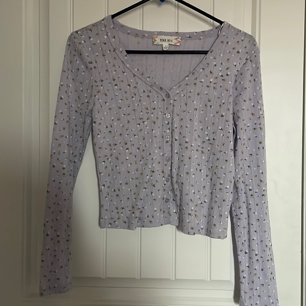 Pink Rose Long Sleeve Button up Shirt